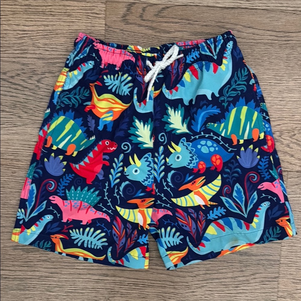 Kids Navy Dino-Print Swim Shorts Trunks Boys Size 6